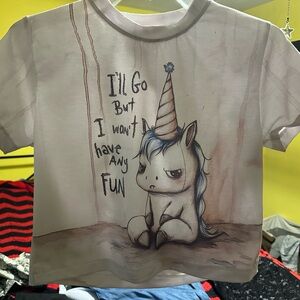 Blackmilk Sad Unicorn crop top XS